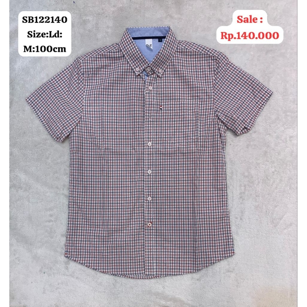 Kemeja Lengan Pendek Pria Kotak-kotak Kecil Full Motif