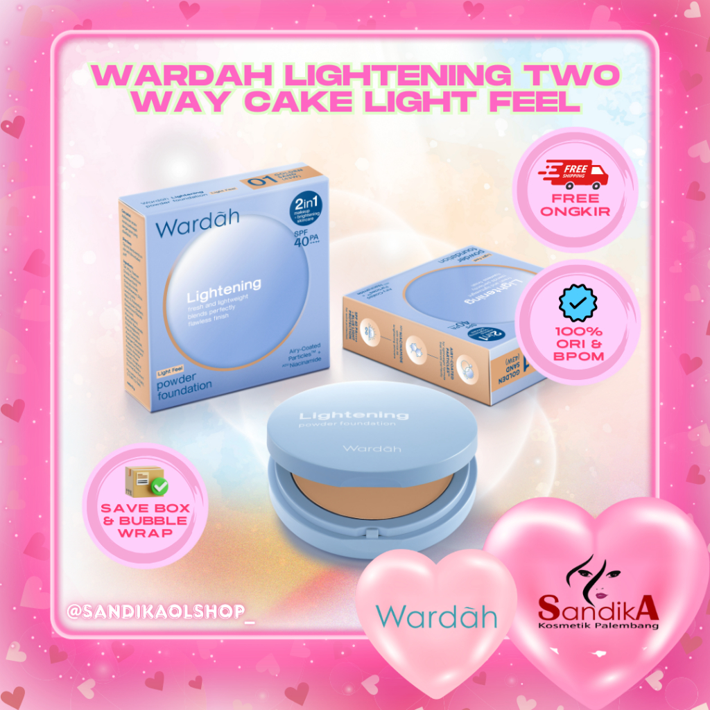 Wardah lightening Two Way Cake Light Feel/Bedak Wardah/Bedak Padat Wardah/Two Way Cake