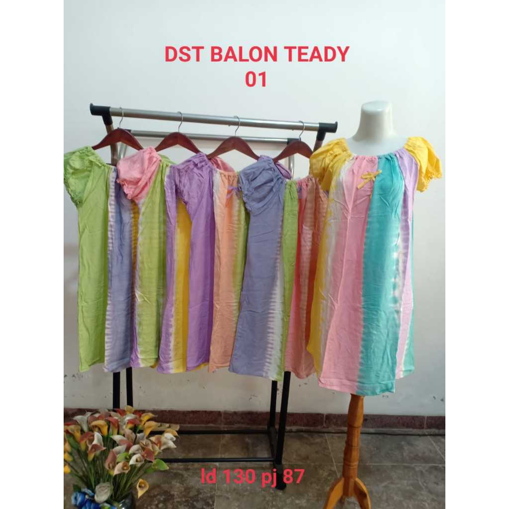 LARISSA Daster Balon Daster Batik Remaja Modern Model Lengan Balon Daster Balon Serut Tali Lengan Vi