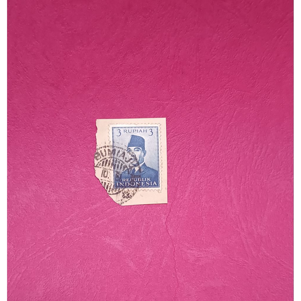Perangko Kuno Rp.3 Gambar Soekarno (minimal pembelian 15.000 produk apa saja)