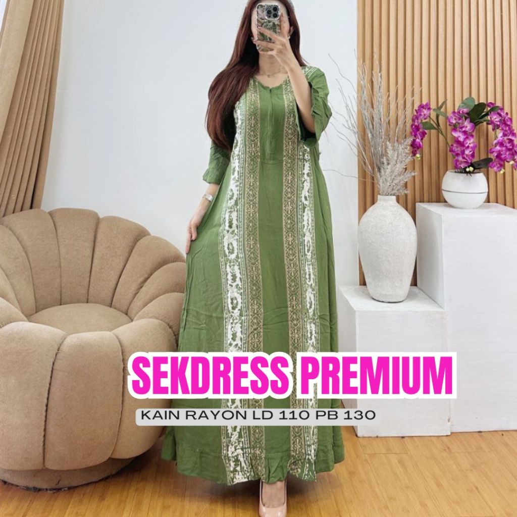 NEW Dress Semata Kaki Murah Daster Panjang Gamis Matt Rayon Lengan Rempel Sekdress Tali Samping Busu