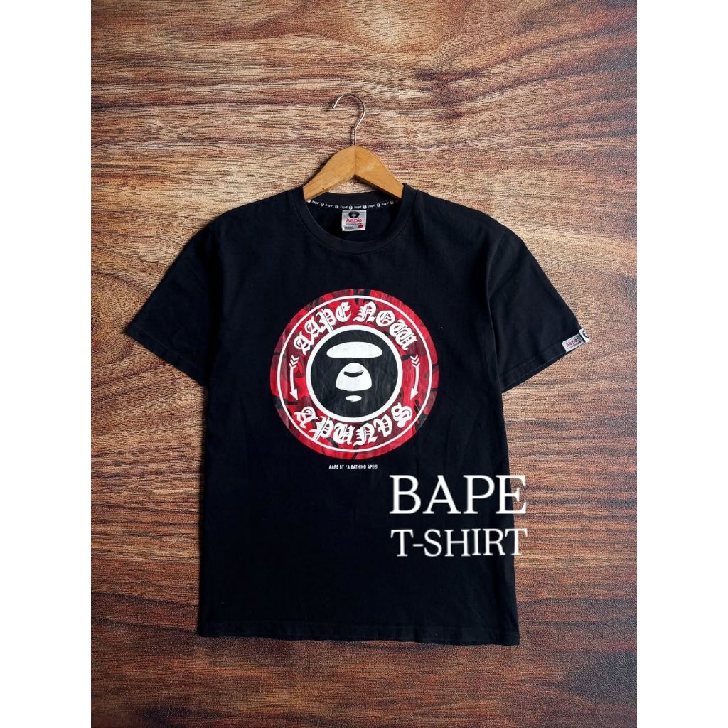 T-SHIRT KAOS AAPE BY BATHING APE ORIGINAL GRAPHIC HEAD CAMO RED MODEL REGULAR FIT PRIA/UNISEX SECOND