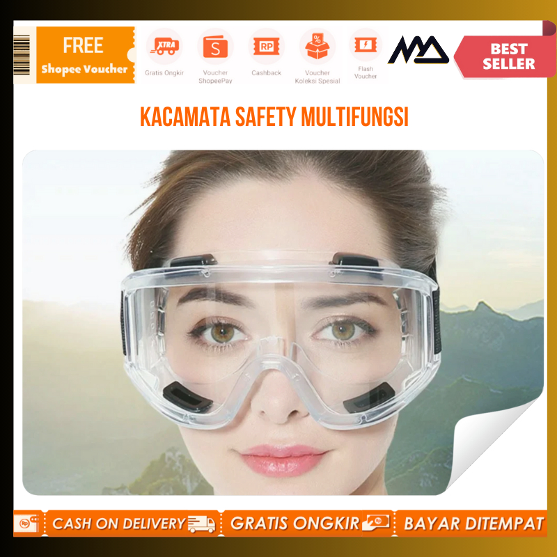 Kacamata Safety Anti Debu / Kacamata Safety Goggles Work Laboratory Eyewar / Kacamata Safety