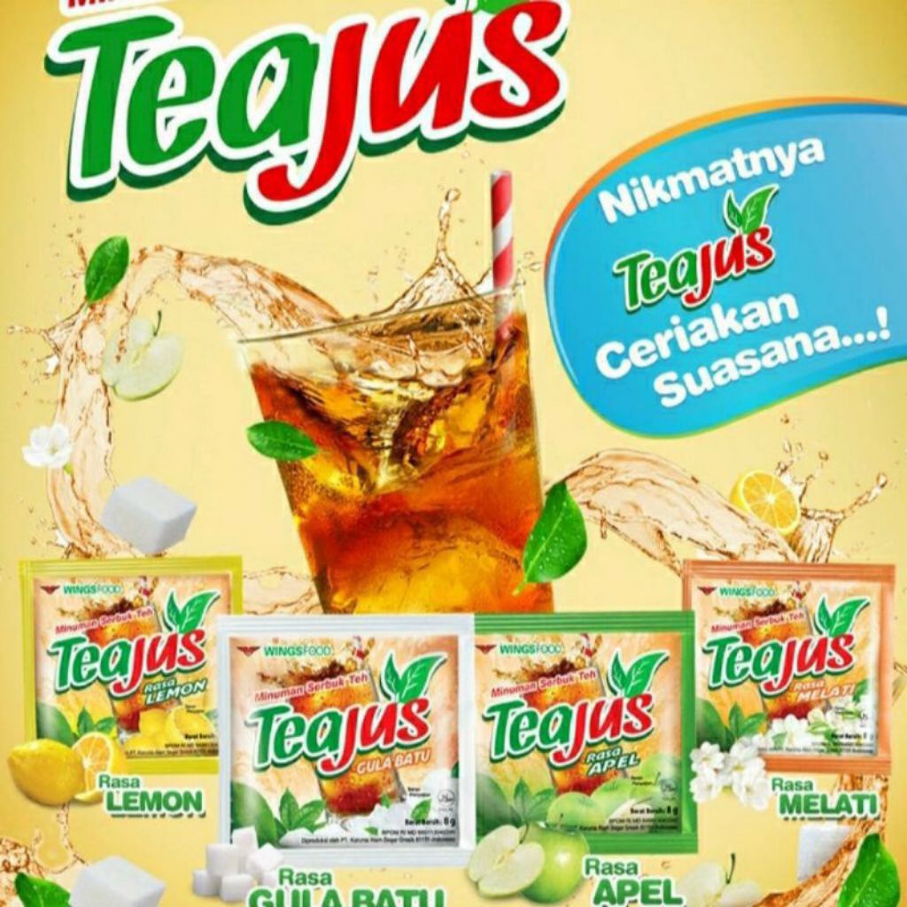 TeaJus TEA Jus 10 Sachet TEH Gula Batu Melati Apel Lemon