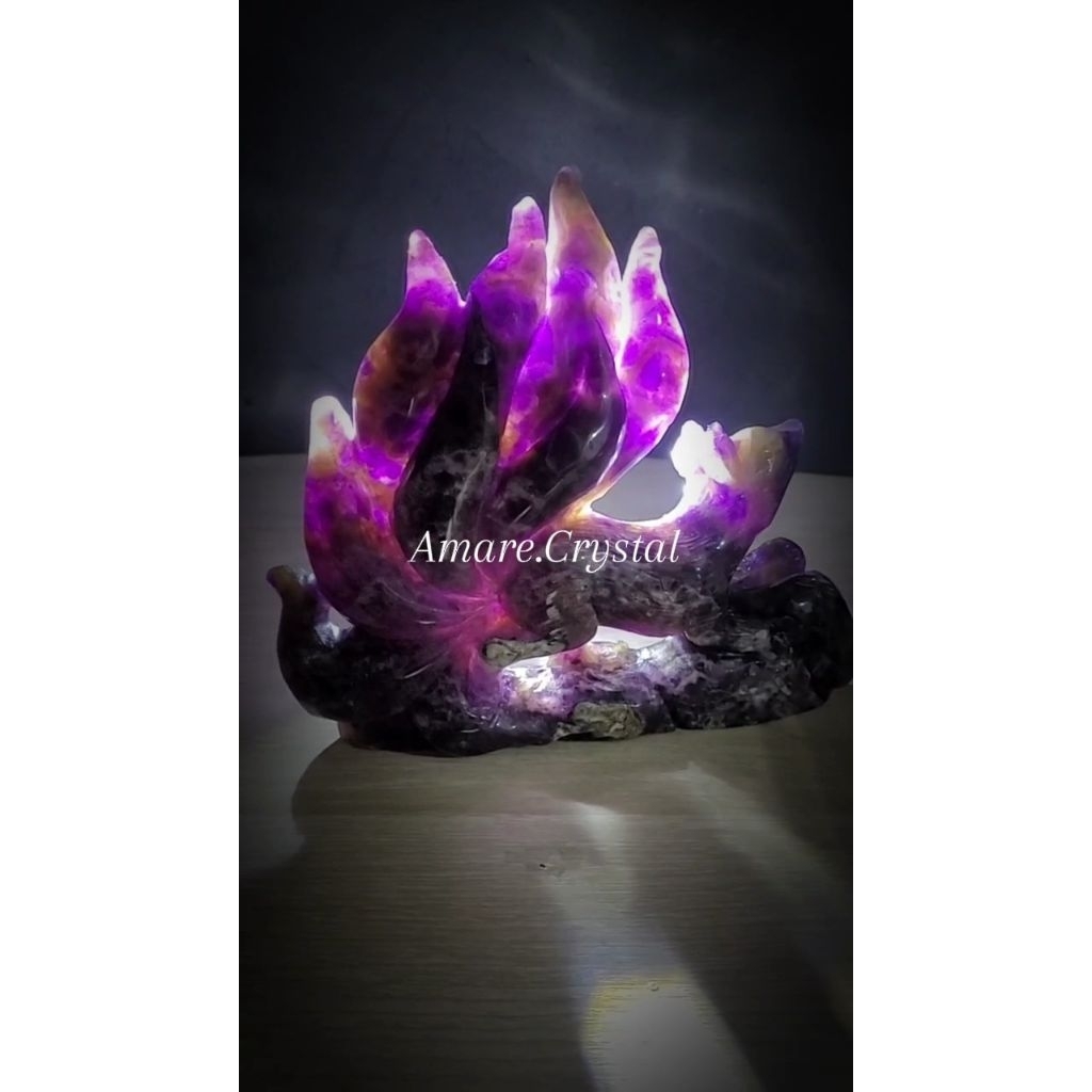 9 Tail Fox - AMETHYST Carving Natural Crystal Ukiran Batu Alam Kristal Kitsune Gumiho