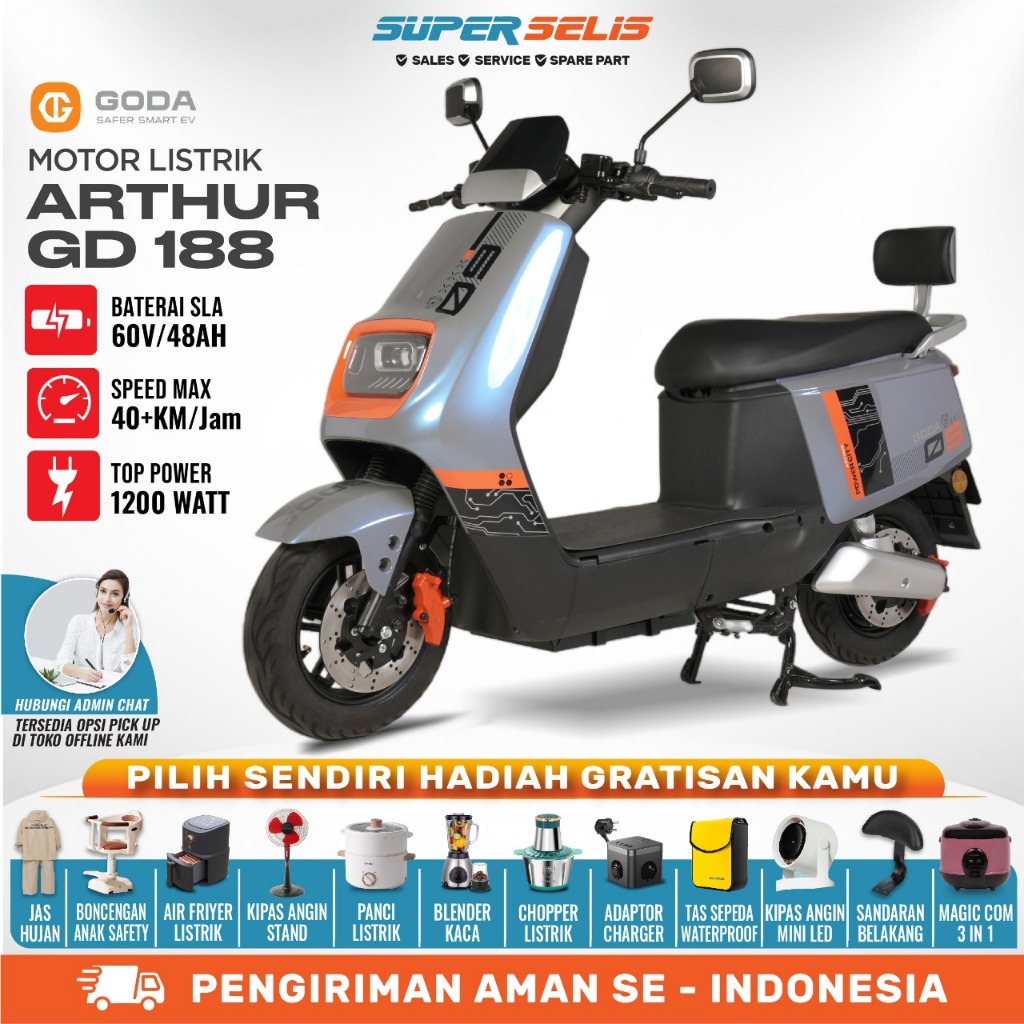Sepeda Motor Listrik GODA 188 Max Arthur 60V/20AH Garansi Resmi