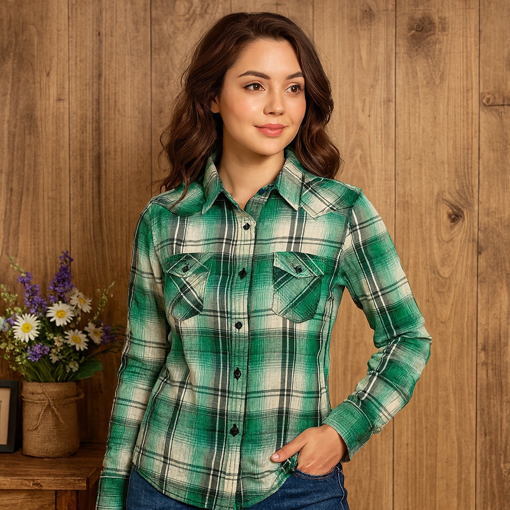 Kemeja JSA Motif Kotak Wanita