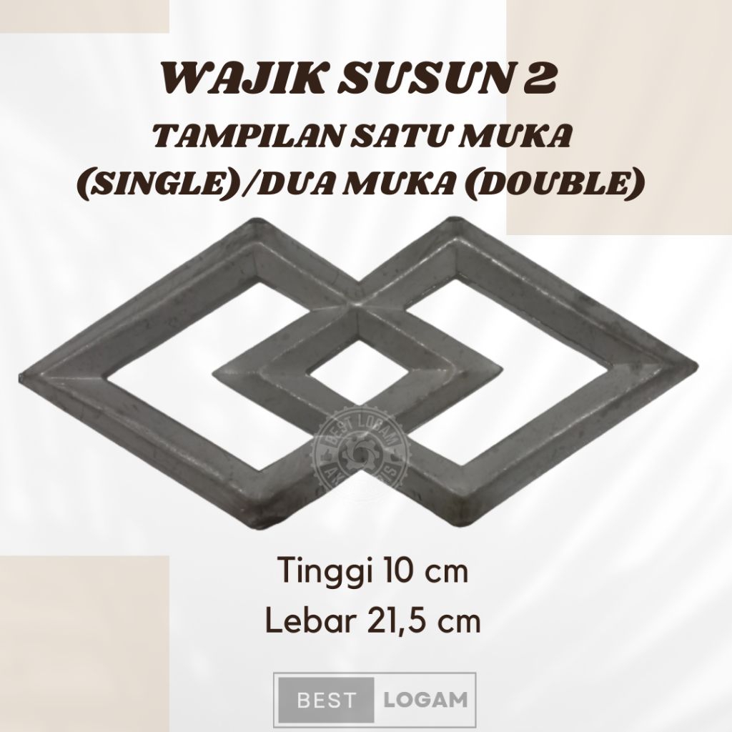 Tamara 2 besi plat / Wajik susun 2 single/double lubang tampilan 1 & 2 muka ornamen pagar dan tralis