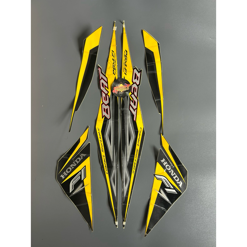 STRIPING STIKER BEAT FI 2014 KUNING ABU ORIGINAL