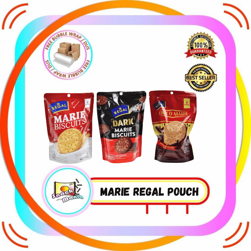 

Biscuit Biskuit Marie Regal Original Dark Chocolate Choco Pouch ~ 8 Pack 96gr