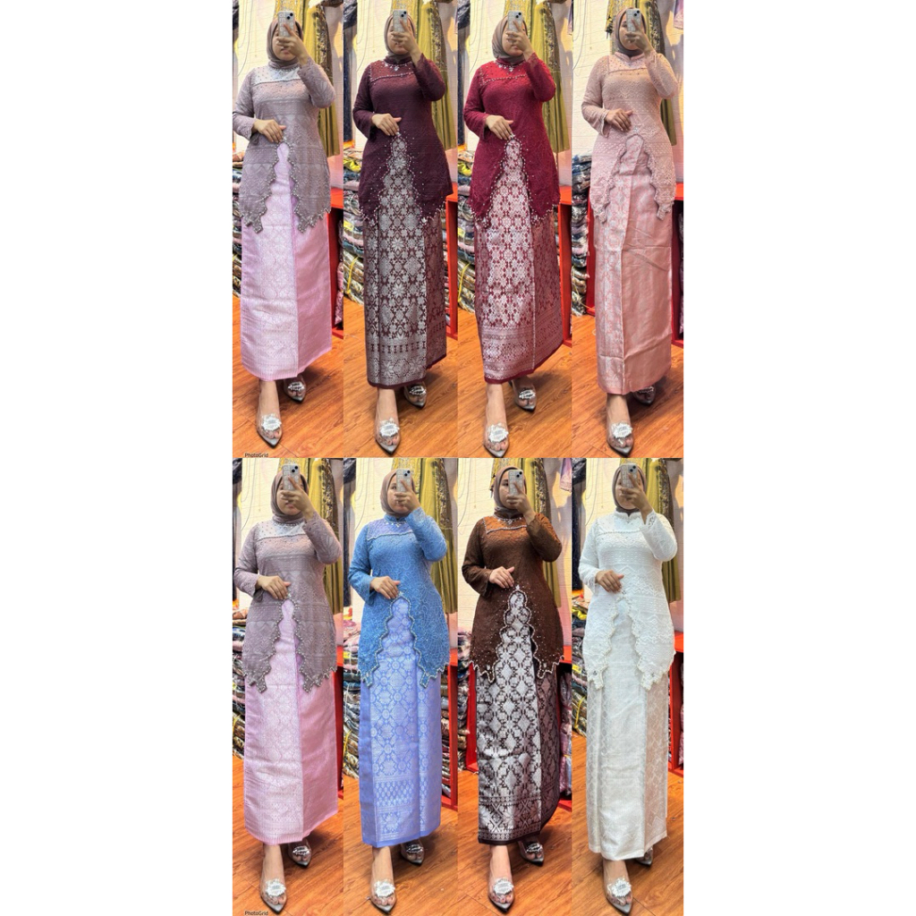 SETELAN KEBAYA SONGKET DEWASA BAHAN BROKAT MUTIARA