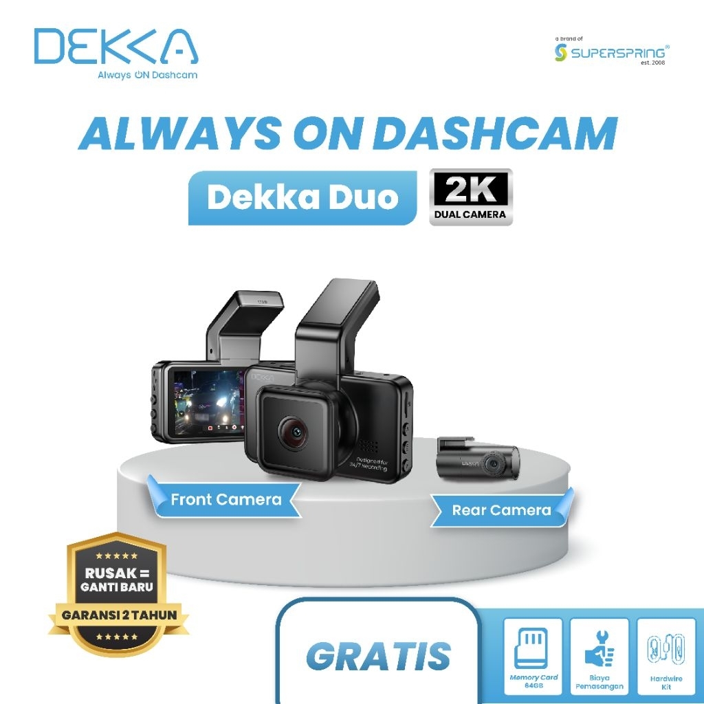 DASHCAM DEPAN BELAKANG || DASHCAM DEKKA 21 2K by SUPERSPRING