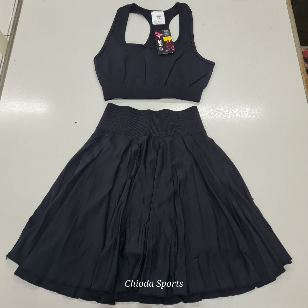 Stelan baju rok senam gym fitness Avo pendek original setelan olahraga sports run running lari jogin