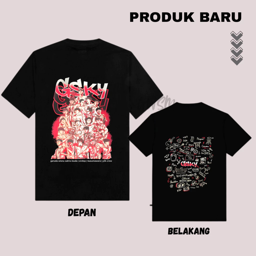 BK Kaos GSKY GWSM Srotop TV Kusumawara Y2K – T-Shirt Crew Merchandise Terbaru