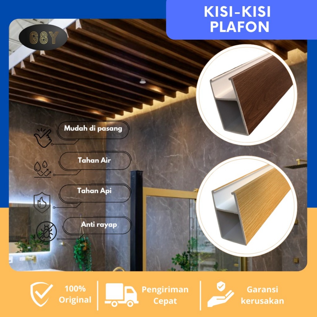 Kisi Kisi Plafon PVC | Plafon PVC | WPC Bar Ceiling | plafond PVC motif kayu | Plafond WPC