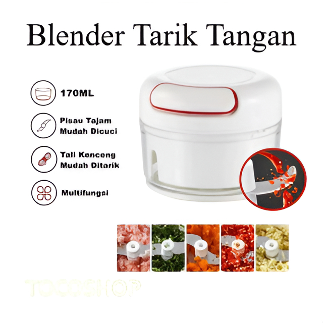 TOCOSHOP Blender Tarik Tangan Manual Mini Speedy Chopper Mini Penghancur Gilingan Bumbu Choper Manua