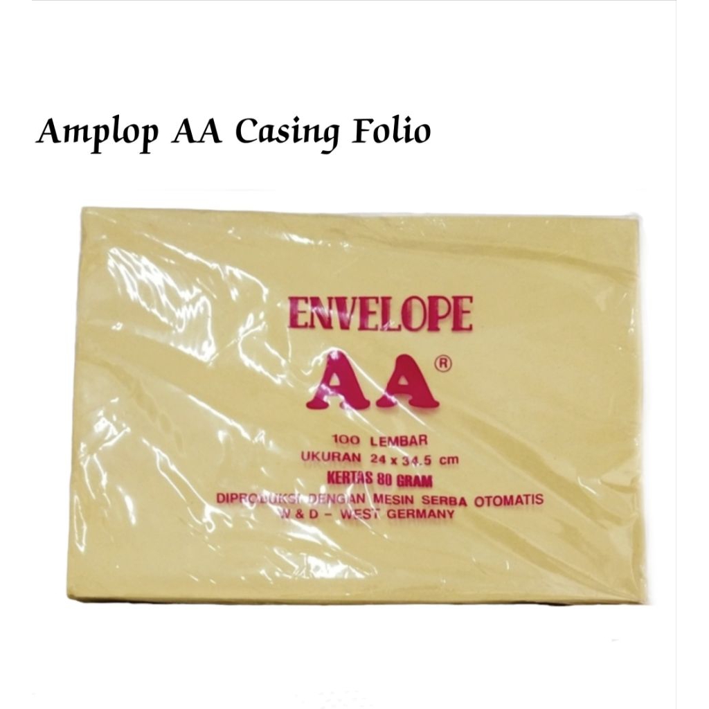 Amplop Coklat Casing AA Folio tanpa strip perekat ( 24 X 34.5 cm ) / Bks ( 100 Lbr )