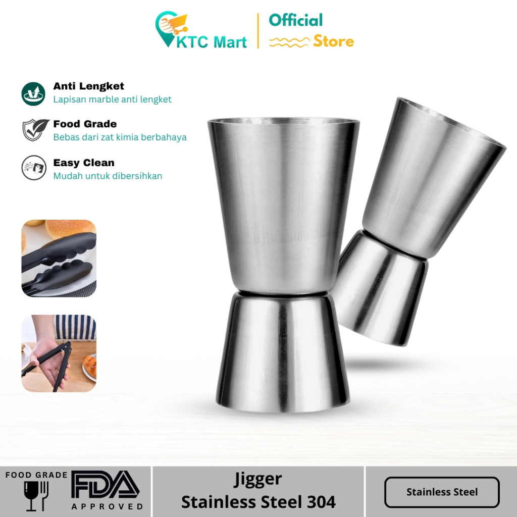KTCmart - Jigger Stainless Steel Gelas Ukur Minuman Measure Cup Takaran Sirup Gelas Takar Minuman