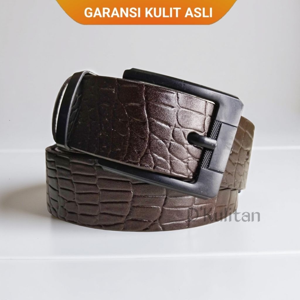 Ikat Pinggang Pria Kulit Asli/Sabuk Kulit Pria Dewasa/Gesper Kulit Cowok/Belt Laki-laki Jumbo Motif 