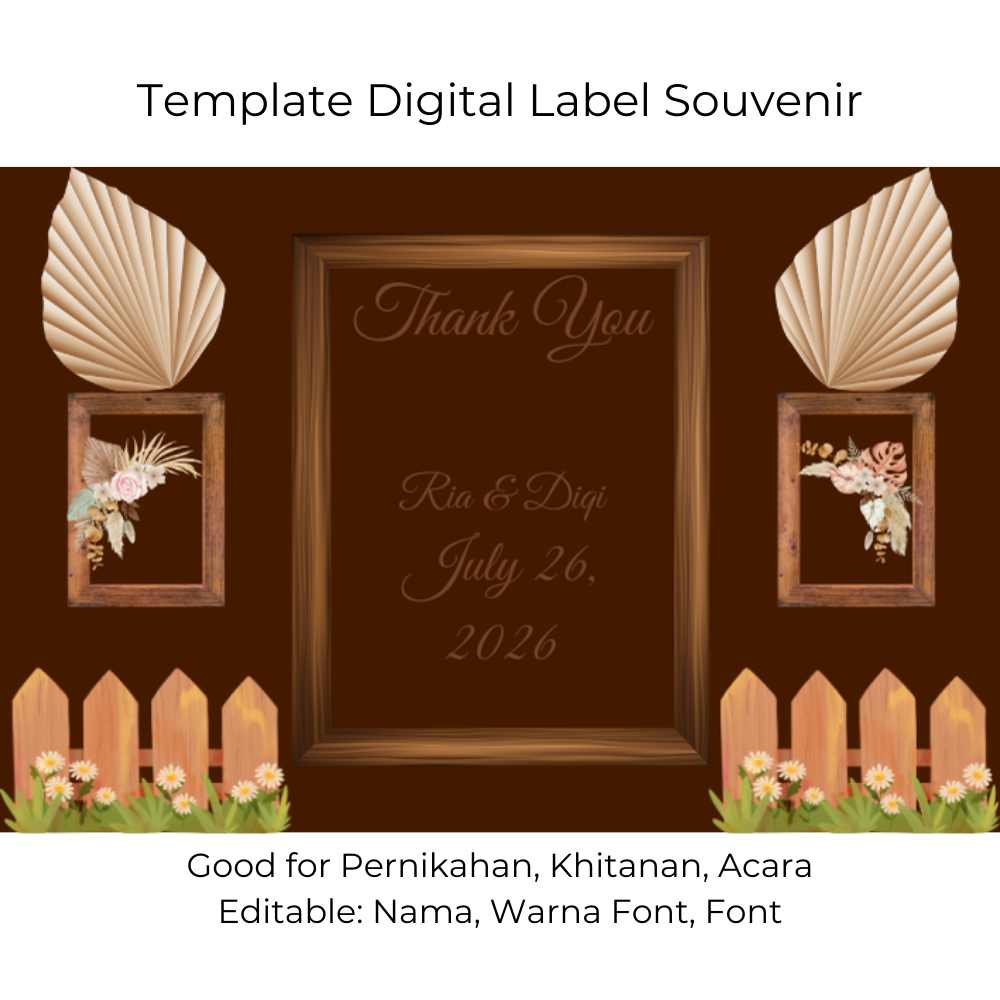 

Label Souvenir Pernikahan Custom – Desain Maroon Mewah, Nama & Tanggal Bisa Edit