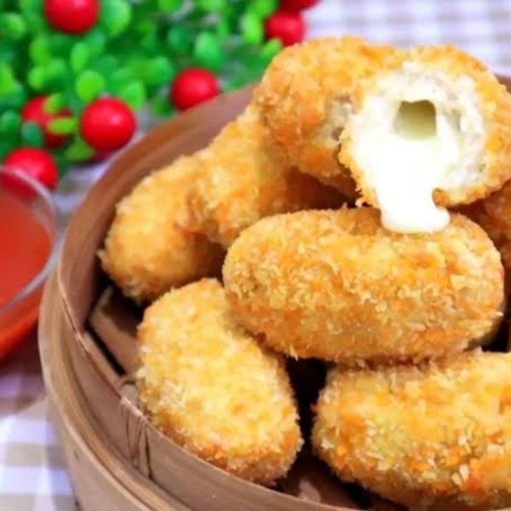 

Dimsum enak Nugget Udang Keju mirip G*coan FROZEN isi 10, saus sambal, chili oil