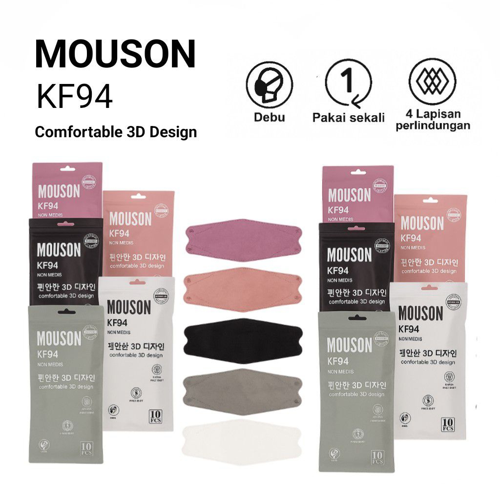 Masker Kf94 50 pcs 4ply mouson | Premium Masker kf94 Mouson