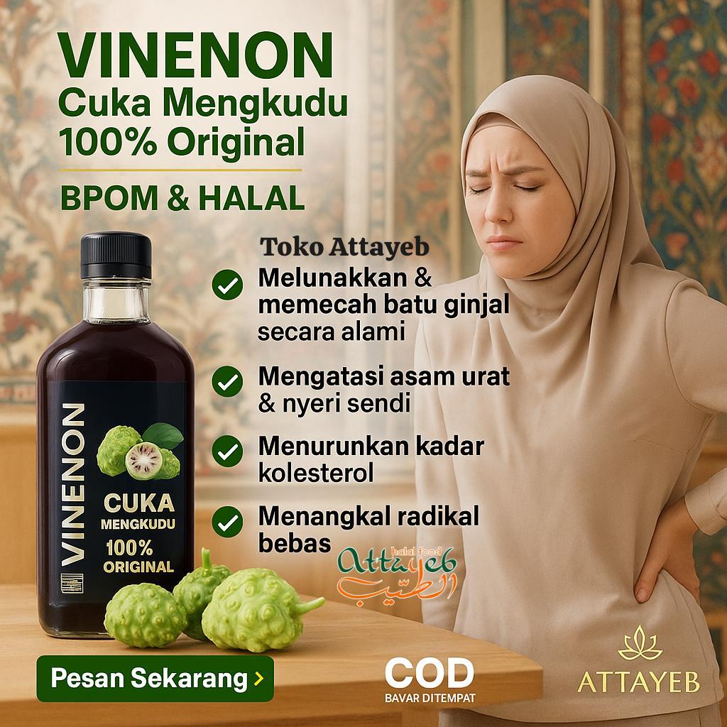 

VINENON Cuka Mengkudu Obat Herbal Penurun Kolesterol Diabetes Gula Darah Tinggi dan Ampuh atasi Kecilkan Batu Ginjal (BPOM) Cuka Kurma Ajwa 250ml