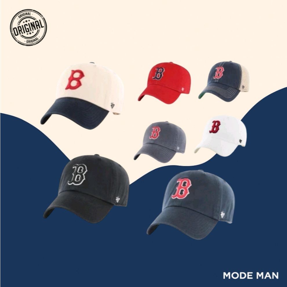 47 Brand / 47Brand Authentic MLB Boston Red Sox Baseball Clean Up – Topi Baseball Pria, Topi Snapbac