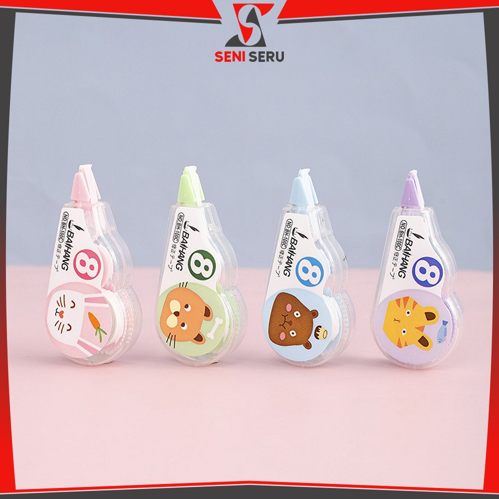 

EC Tipex Roll Kertas Perlengkapan Anak Sekolah Karakter Hewan / Tipe-X Kertas Mini Lucu / Correction Tape Students Pita Koreksi Import Seni Seru A75