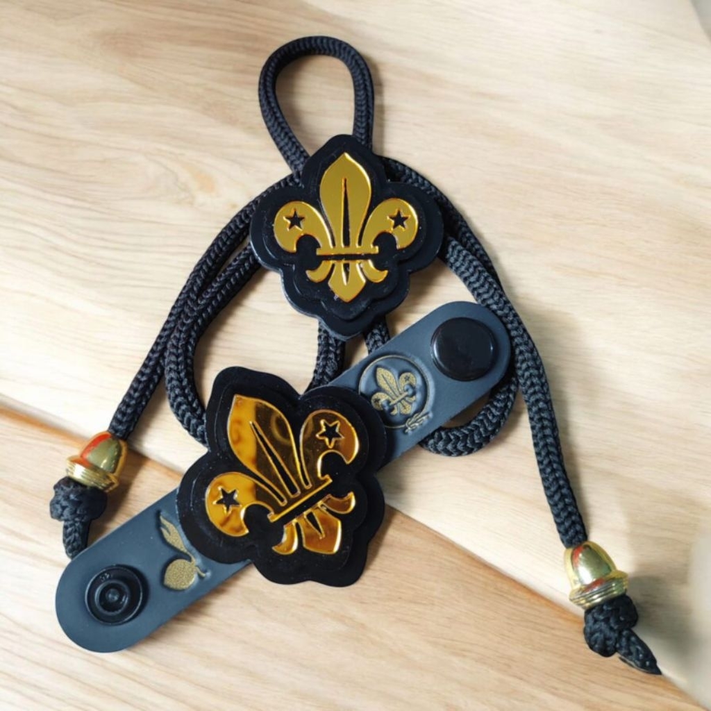 

Ring kacu pramuka timbul tumpuk akrilik laser cut warna gold elegan bahan premium murah berkualitas