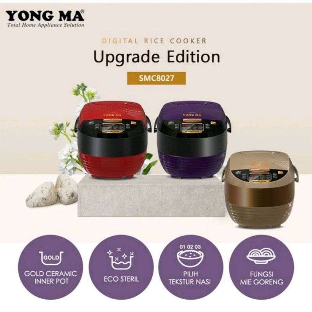 Yongma YMC 8027 Rice Cooker Digital 2 Liter - Magic Com Stainless