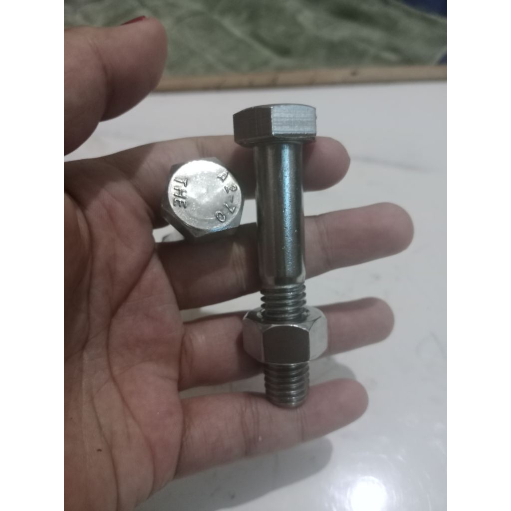 Baut mur stainless m10x100 half drat baut sus 304
