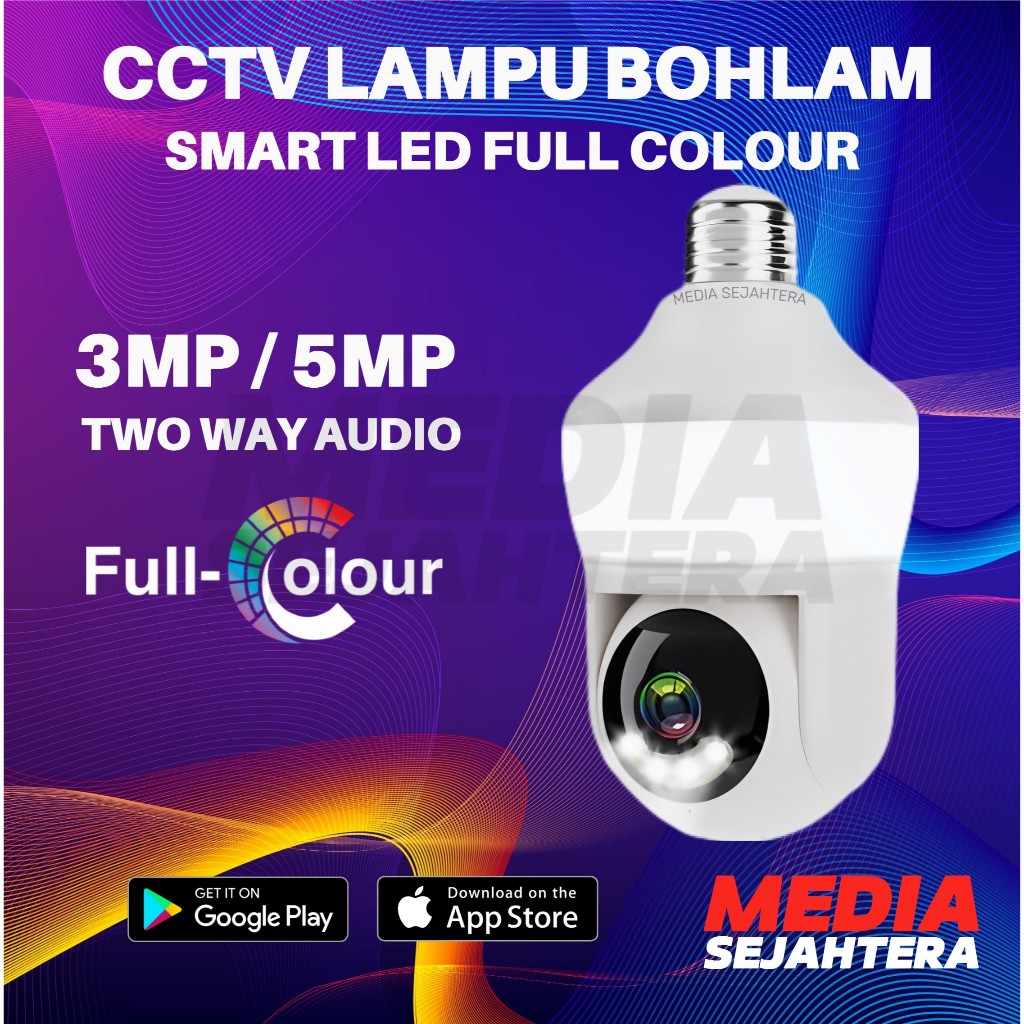 CCTV LAMPU BOHLAM 3MP/5MP CCTV 360 PTZ WIFI TWO WAY TALK AUDIO