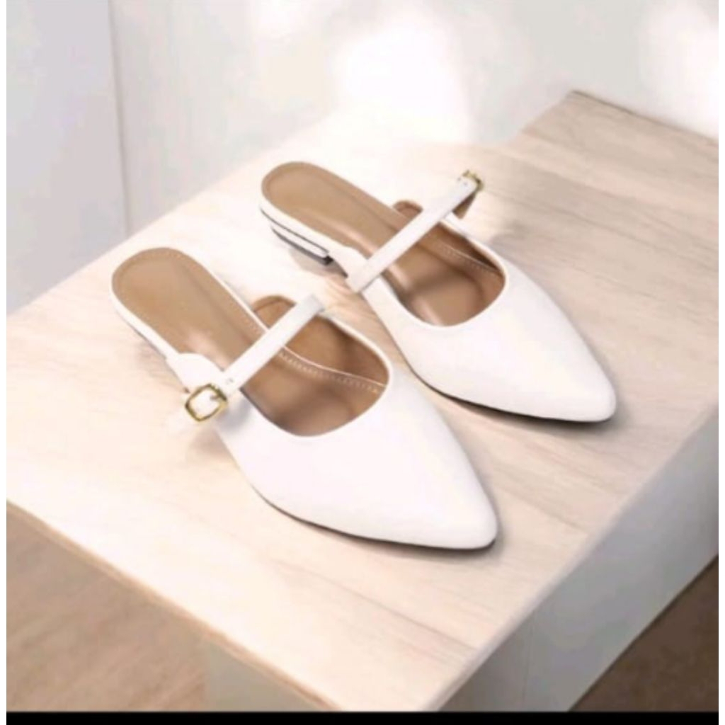 sendal selop wanita heels mules hak 3cm kekinian sendal wanita terbaru