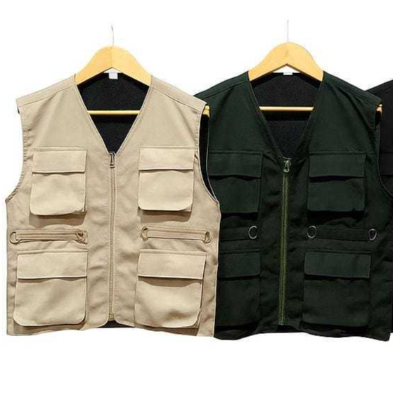 Vest Rompi Bahan Ripstop Motif 002 Pria Hiking Jaring Biru Muda