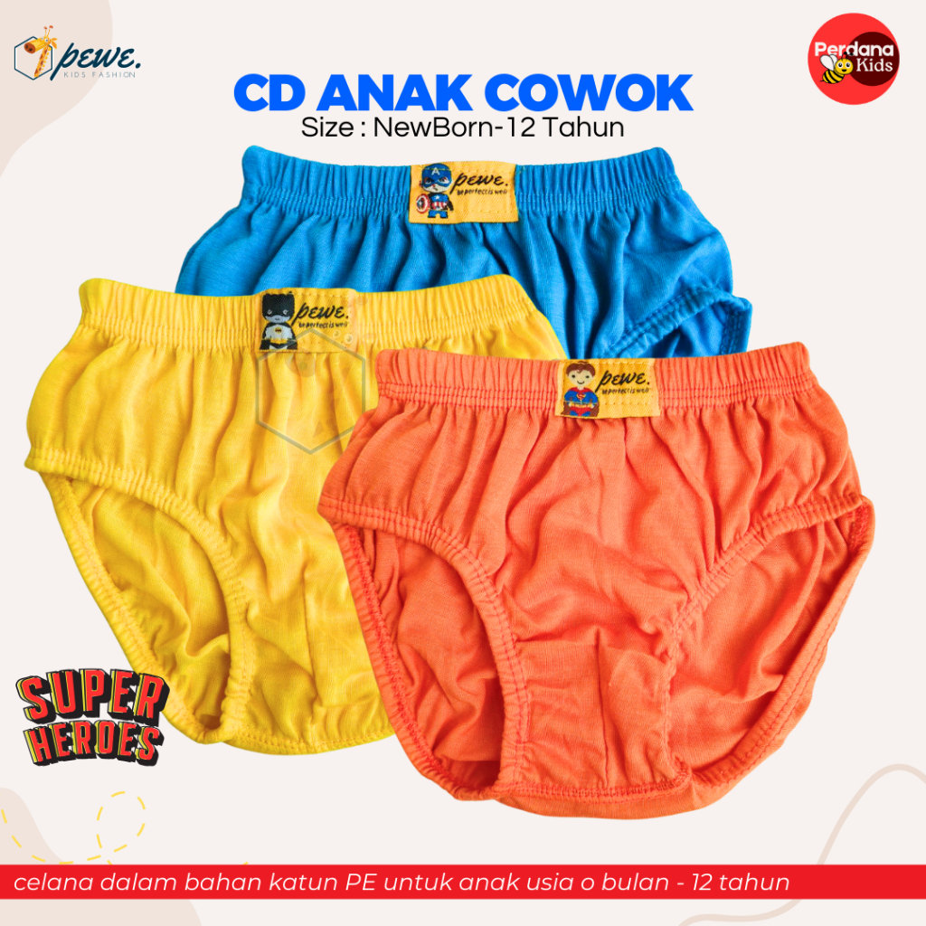 Isi 6 Pcs Celana Dalam Anak Laki-Laki 4 Warna Bahan Katun Lembut Nyaman - CD Cowok Termurah Kids Boy