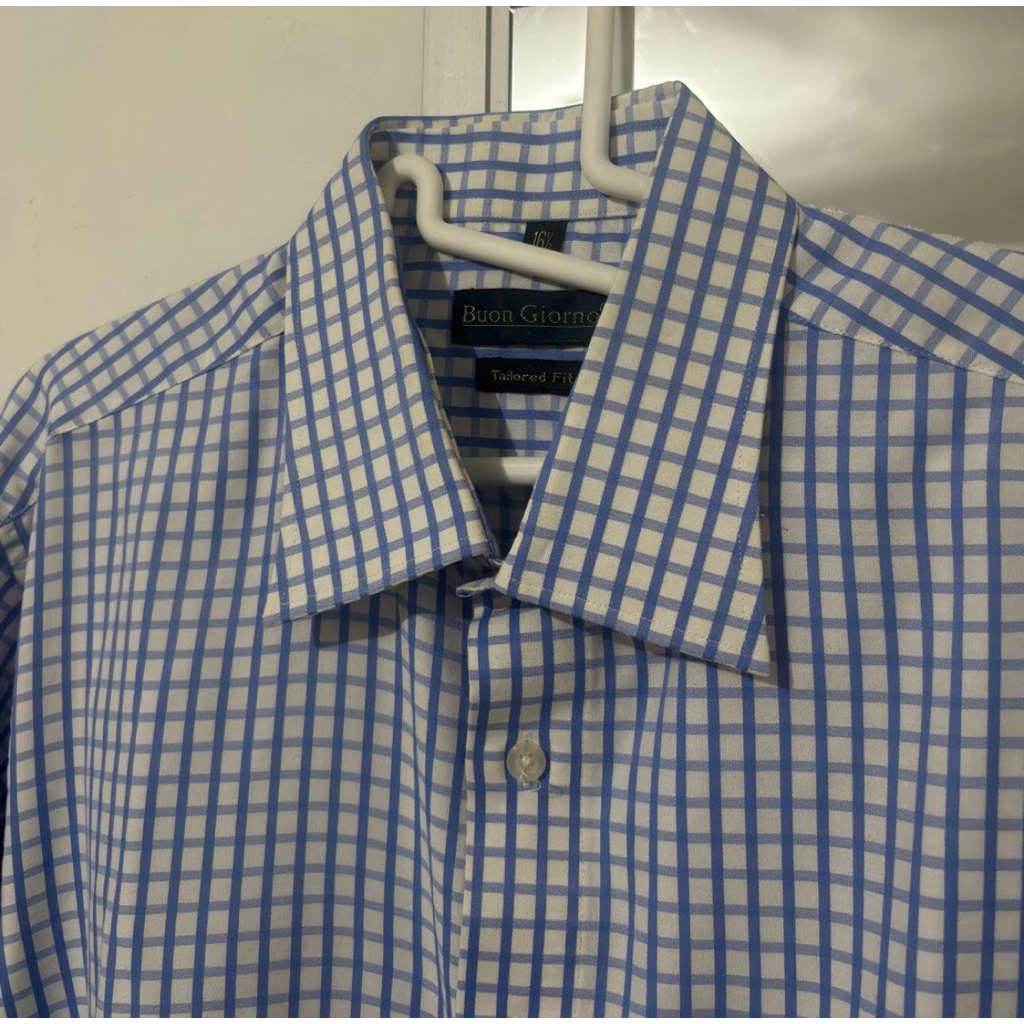 Kemeja Lengan Panjang Buon Giorno Kotak-Kotak Biru