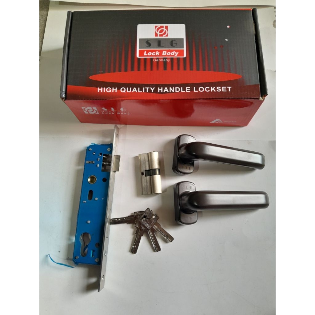 kunci pintu aluminium / handle pintu aluminium brown slg