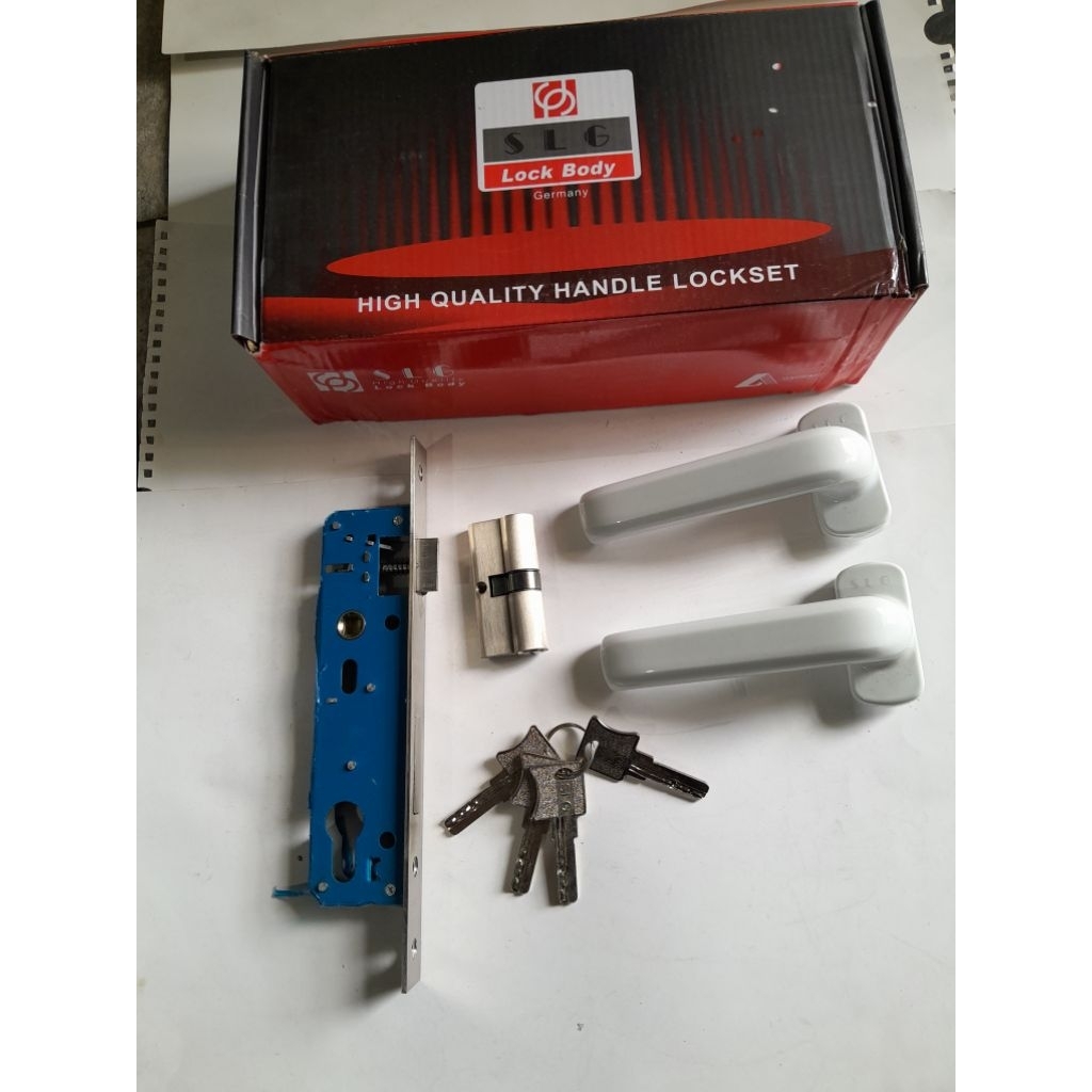 kunci pintu aluminium / handle pintu aluminium white slg