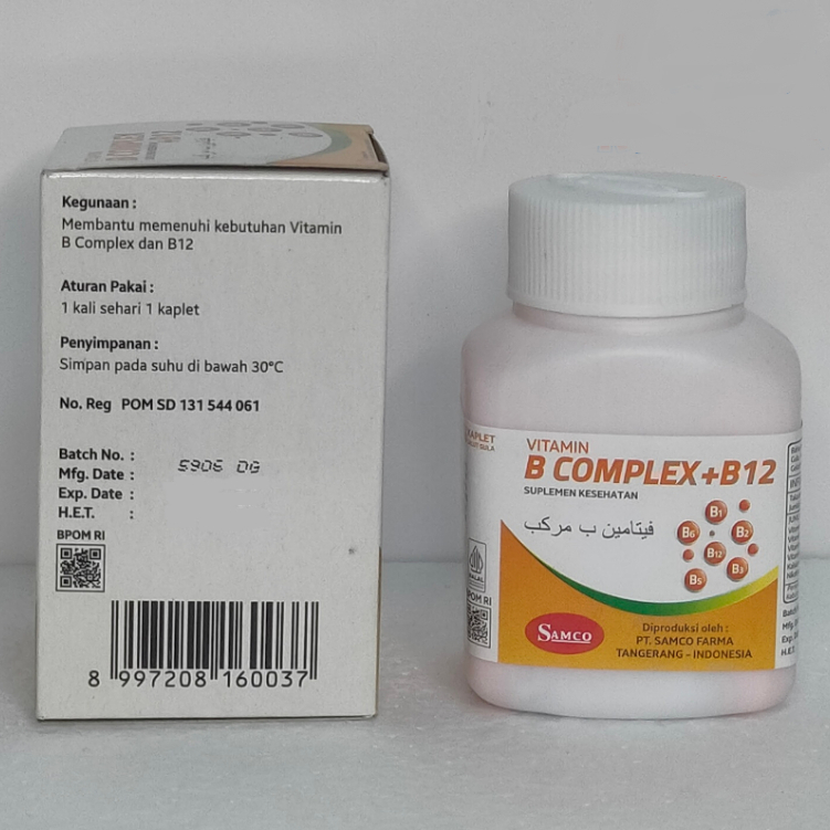 VITAMIN B COMPLEX + B12 SAMCO ISI 100 KAPLET / SAMCO VITAMIN B COMPLEX + B12