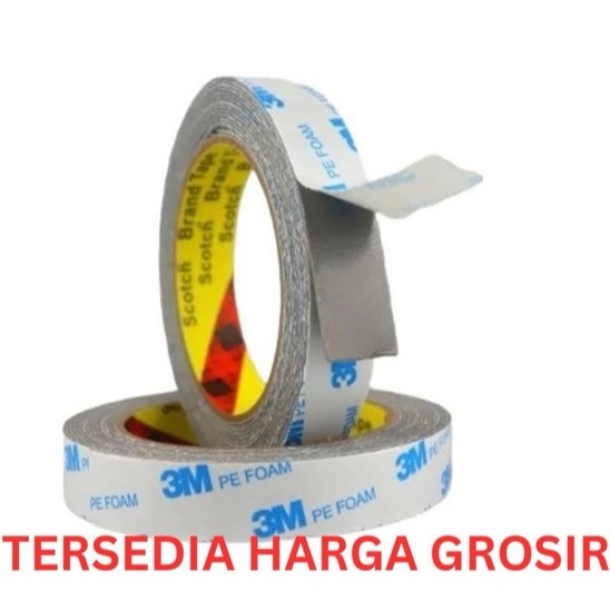 3M Double Tape Foam Abu Super Kuat 2cm x 4M Double Tape / Perekat 2 Sisi 3M Putih/ Putih Busa Bahan 