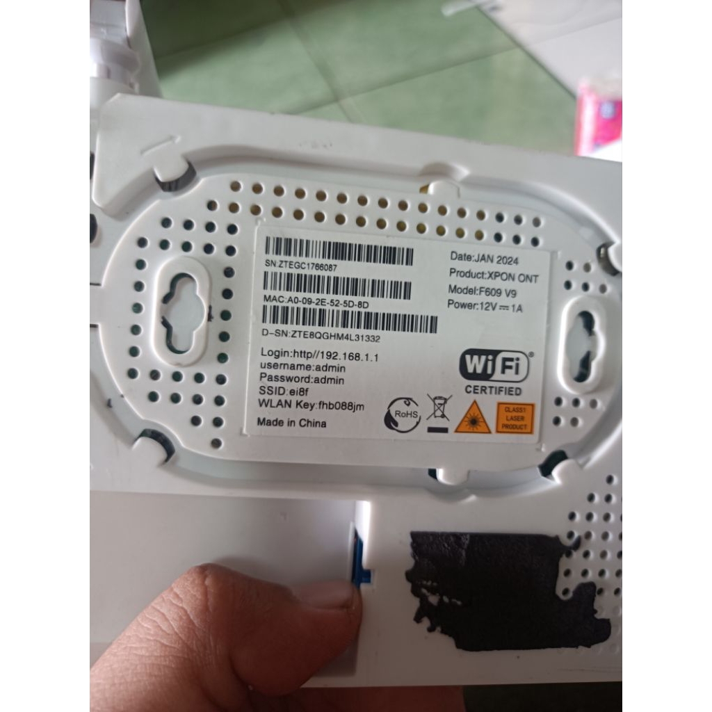 router ZTE XPON F609 V9 matot