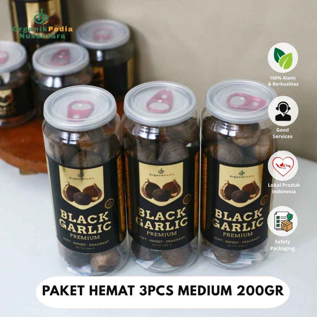 

3PCS MEDIUM BLACK GARLIC Bawang Hitam Tunggal Premium Organikpedia Nusantara 200gr