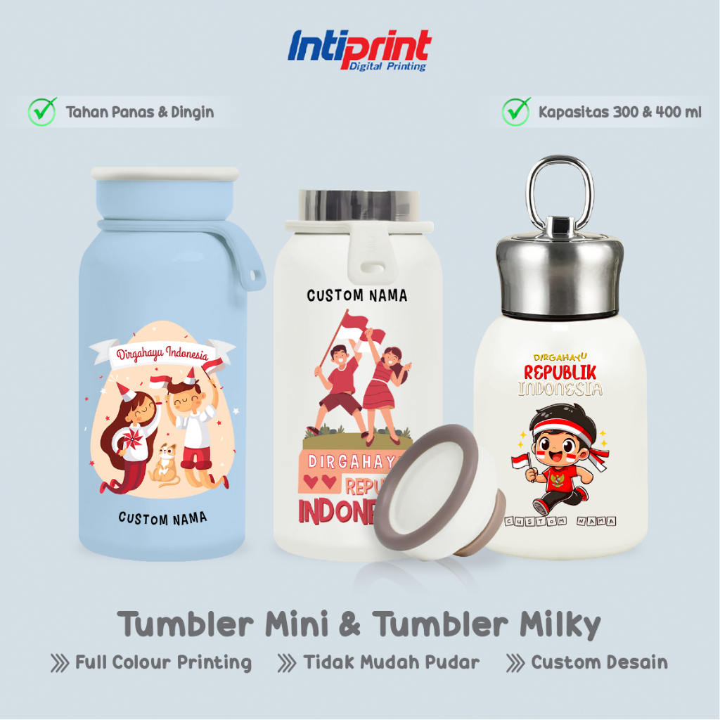 Tumbler Termos Mini & Milky Custom PRINT UV - Edisi 17 Agustus/ Souvenir Kemerdekaan