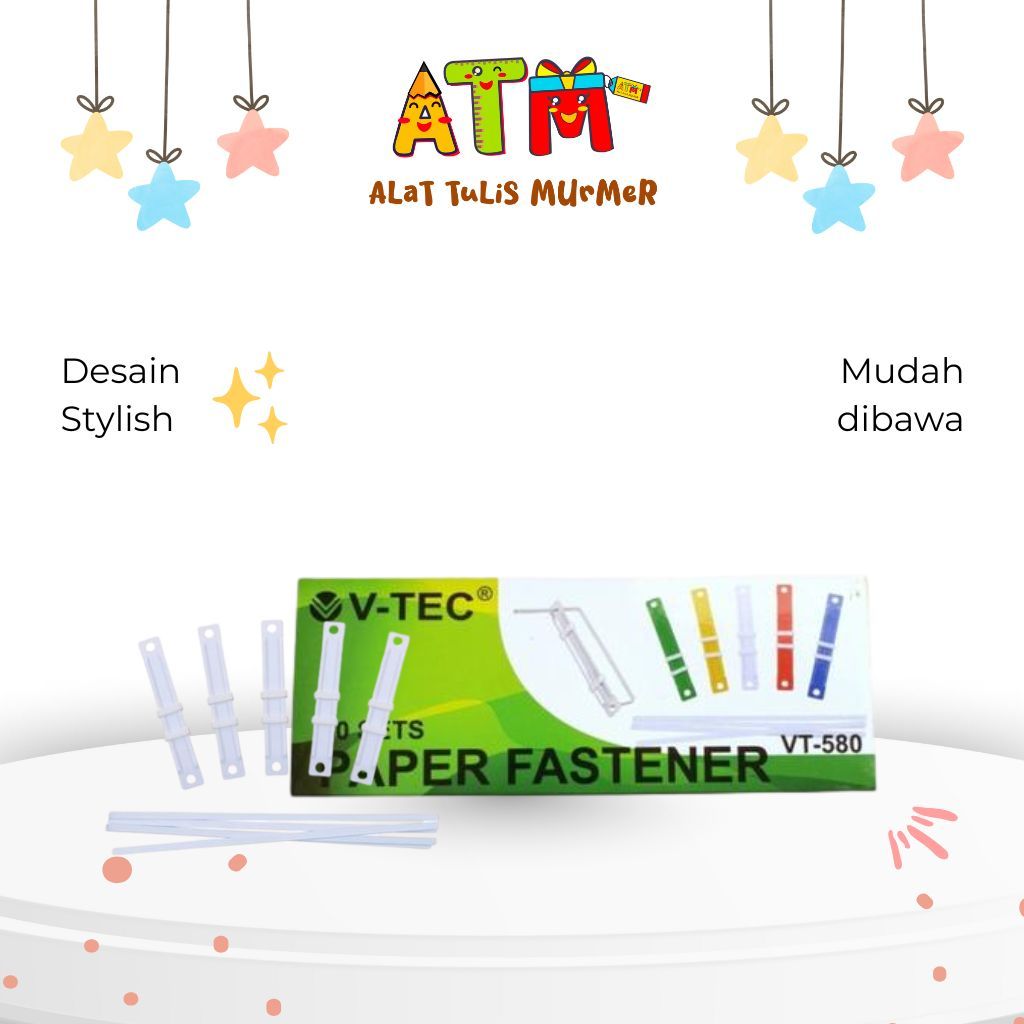 

Paper Fastener/Penjepit Kertas/Vtec Paper Fastener VT-580 Putih