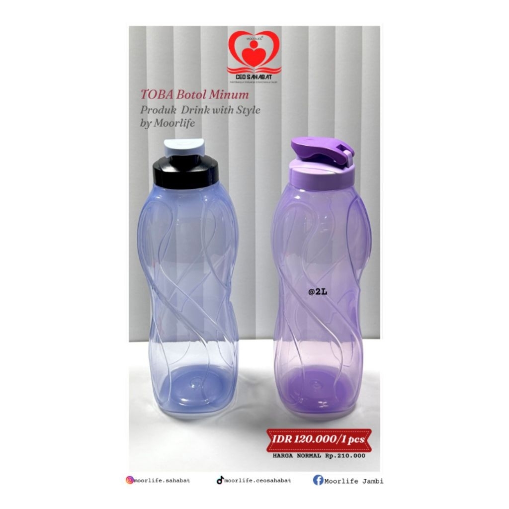 Toba botol minum ukuran 2 Liter original dari moorlife