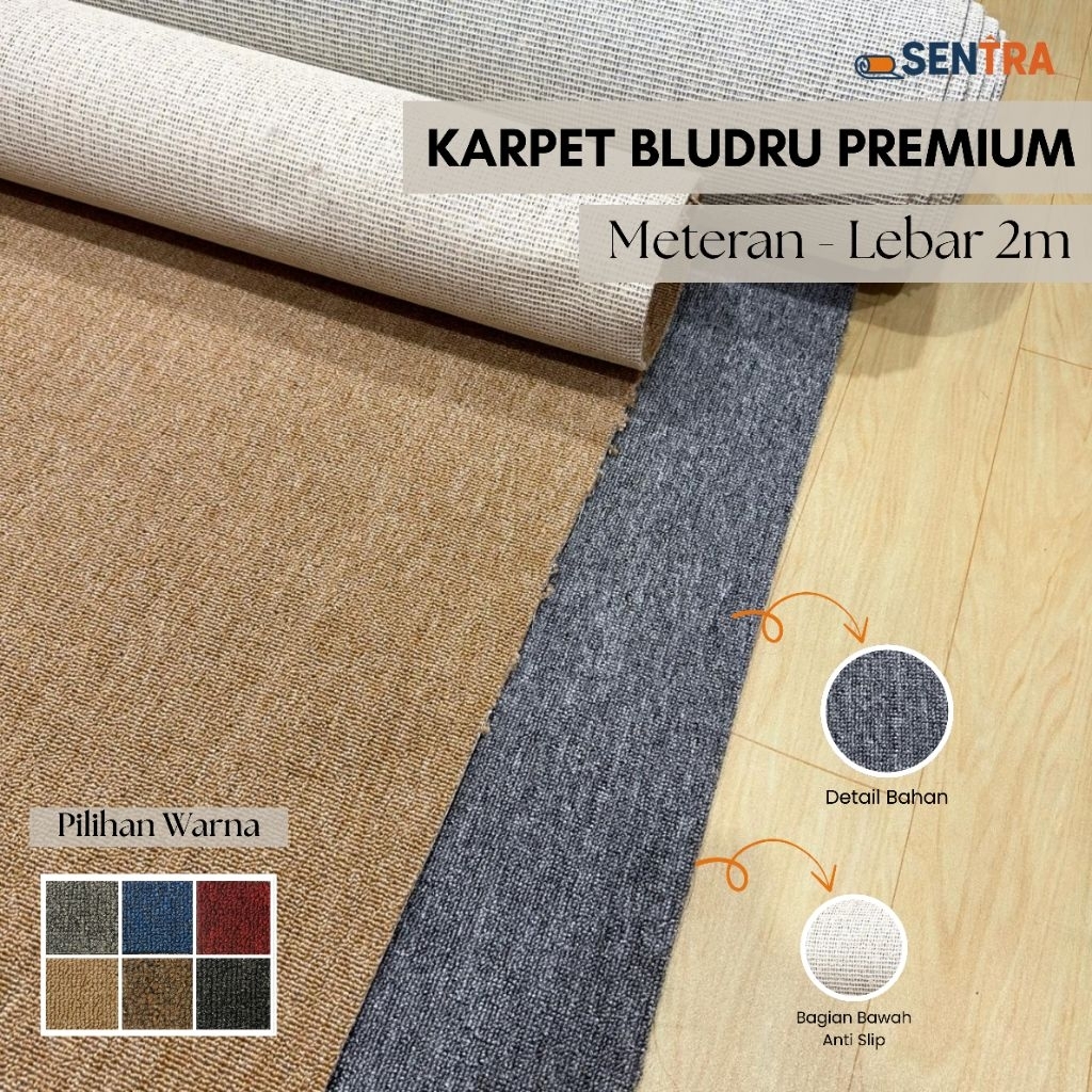 Karpet Bludru Premium Anti Slip Masjid Ruang Tamu Karpet Lantai Polos