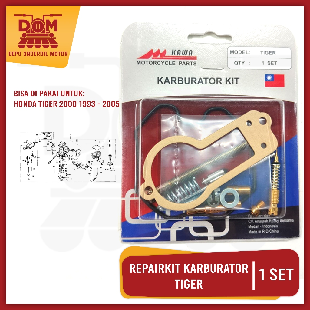 Repairkit Karburator Tiger (KAWA) Carburator Repair Kit Parkit Spuyer Karbu Assy Honda Tiger Lama