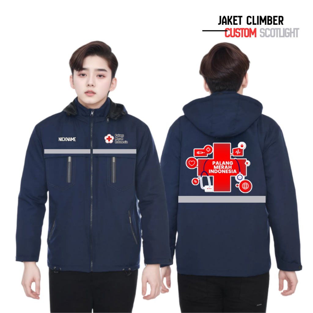 Custom Jaket PMI Palang Merah Indonesia Parasut wp Jaket Seragam PMI