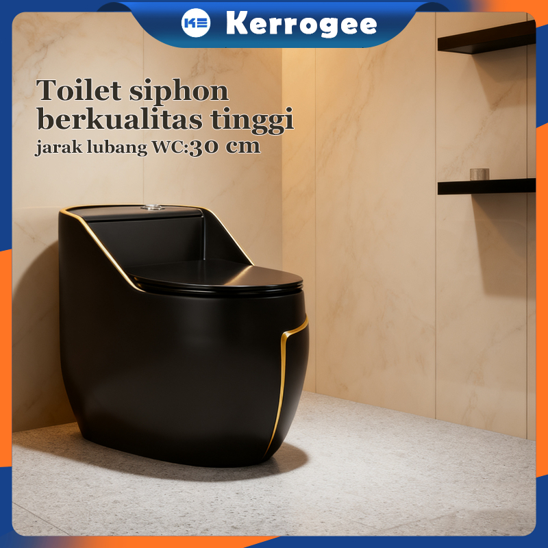 Closet Duduk Kloset Duduk Toilet Duduk Tutup Slow /Kloset Duduk Hitam Gold Kloset Duduk